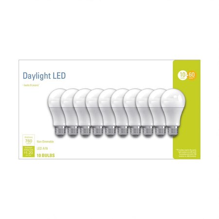 Current A19 E26 (Medium) LED Bulb Daylight 60 Watt Equivalence , 10PK 93098308